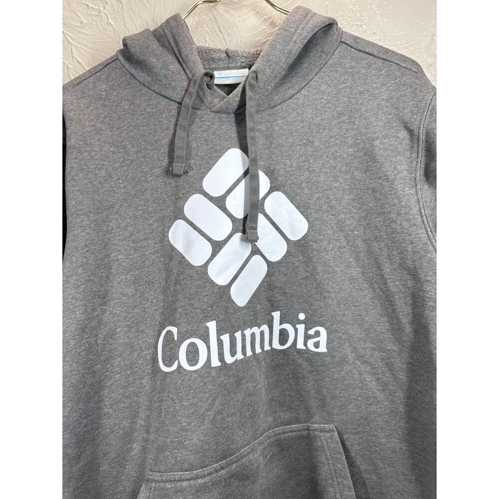 Columbia Mens Heavy Cotton Charcoal‎ Gray Logo Hoodie Sweatshirt Size Medium